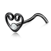 Heart with Stone Curved Nose Stud NSKB-810